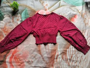 Chic Polka Dot Wrap Crop Top