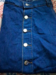Blue Denim Maxi Skirt with Buttons