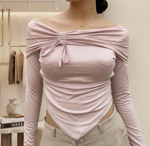 🌸Pinterest Style Off Shoulder Crop Top Baby Pink