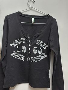 Black Graphic Print Long Sleeve Top