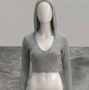 grey cap sweater top