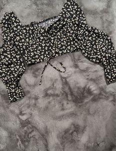 Floral Print Long Sleeve Crop Top