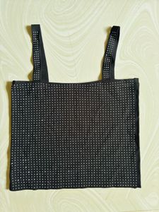black Rhinestone top, fits S & M both