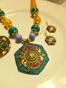 Laq boho Beaded Necklace, Earring and ring Set