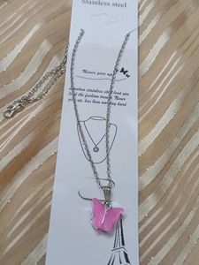 Cute Pink Butterfly Necklace