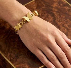 Anti Tarnish Gold Butterfly Bangle Bracelet