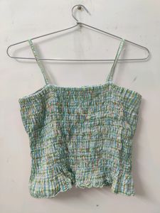 H&M Crop Top Smocked Colourful Strechy