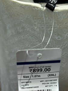 Off White Tshirt, Net Pattern, With Puff Sleeves