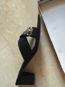 Embellished Black Block Heels