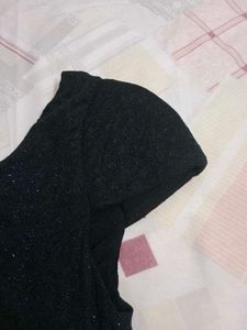 NAVY DARK BLUE Sparkly Black Short Sleeve Dress