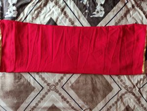Plain Red Saree For Women