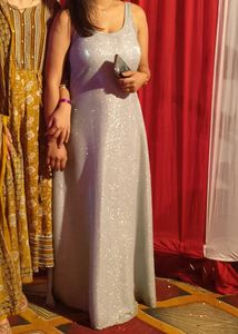 Free Size Shimmer Gown With Belt Available
