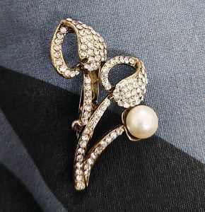 Elegant Pearl & Crystal Brooch