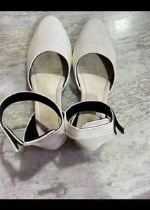 White Pointed Toe Ankle Strap Flats