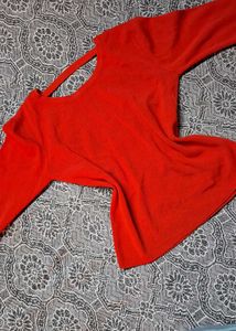 Stylish Red Open Back Sweater