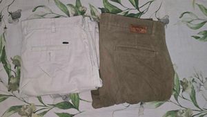 Chic Cotton Pants - Khaki &amp; Off-White - PACK OF 2