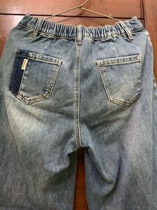 Stylish Wide Leg Blue Denim Jeans for women