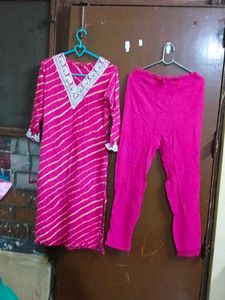 Pink Kurta Set with Leggings