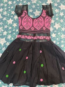 Stylish Pink & Black Embroidered dress