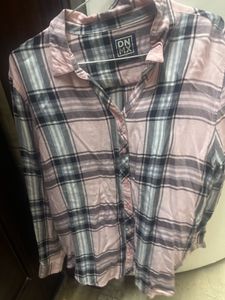 Pink Plaid Button-Up Shirt