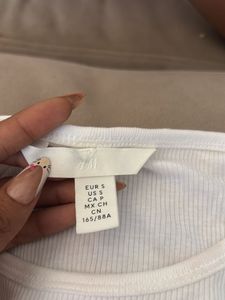 White Ribbed Long Sleeve Top By H&amp;M
