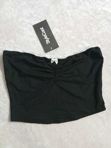 StyleCast Black Tube Top with Bow