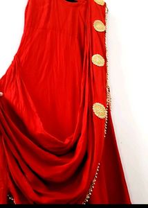 Women's Red Flared Designer Ethnic Kurta | "size 3