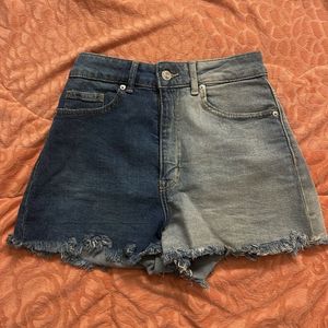 Two-Tone Denim Shorts