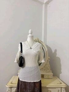 white Kurti Top with bell sleeves