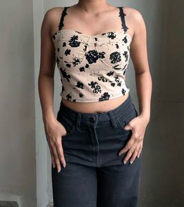 Floral Print Bustier Top