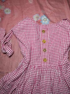 Chic Pink Gingham Tiered Mini Dress