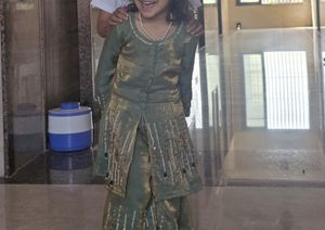 Elegant Green Girls' Ethnic Set