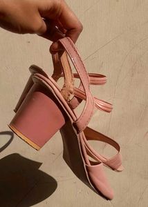 Chic Pink Block Heel Sandals