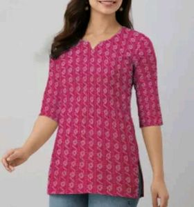 🌸Stylish Pink Printed Kurti🌸