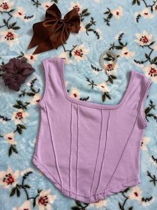 Lavender Ribbed Corset Top - New