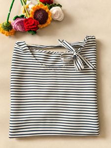 Striped Top with Bow tie detail on sleeves