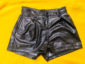 Black Faux Leather Shorts