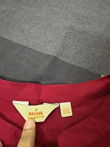 Maroon Kurta with Printed Sleeves