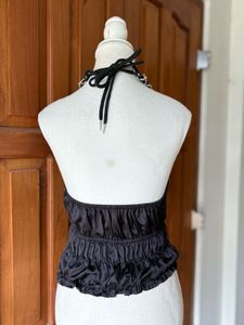 Chic Black Halter Top with Chain Detail