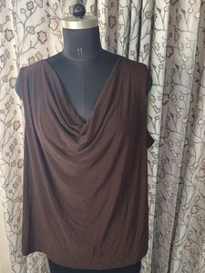 Chic Brown Drape Neck Top