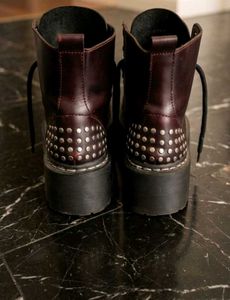 Chunky Y2K Platform genuine Leather Combat Boots