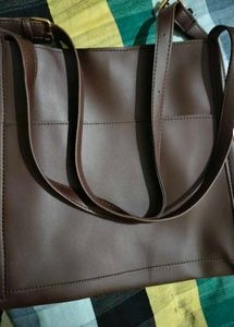 Chic Brown Faux Leather Tote Bag