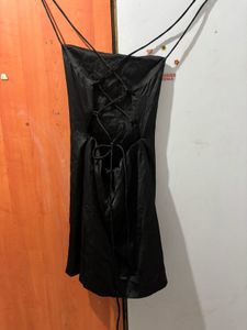 Sleek Black Mini backless Dress