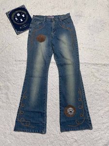 Boho Flare Jeans with Embroidered Details