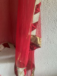 2.5 Meter Full Net Dupatta With Velvet Desig Borde