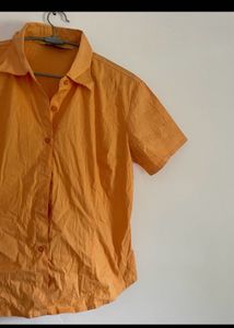 Orange Short Sleeve Button-Up Shirt