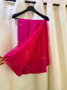 Chiffon Pink Saree with Embellishments