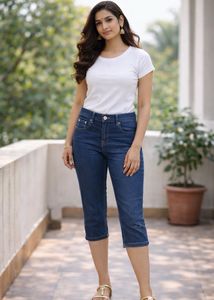 Stylish Blue Denim Capris