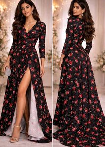 Elegant Floral Print party Dress 34-36-38 tk ko