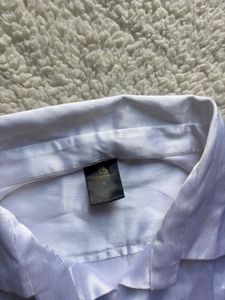 Elegant Silky White Button-Up Shirt